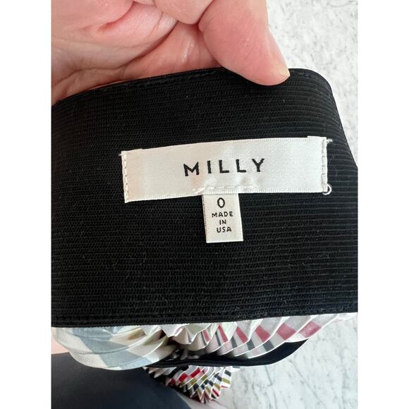 Milly Pleated Midi skirt striped multicolor size 0 - Picture 3 of 8